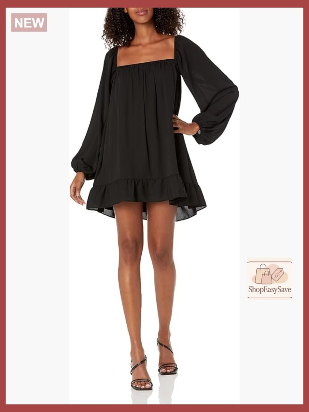 Flowy Mini Swing Dress Chic Square Neck Long Sleeve Backless Party Wear